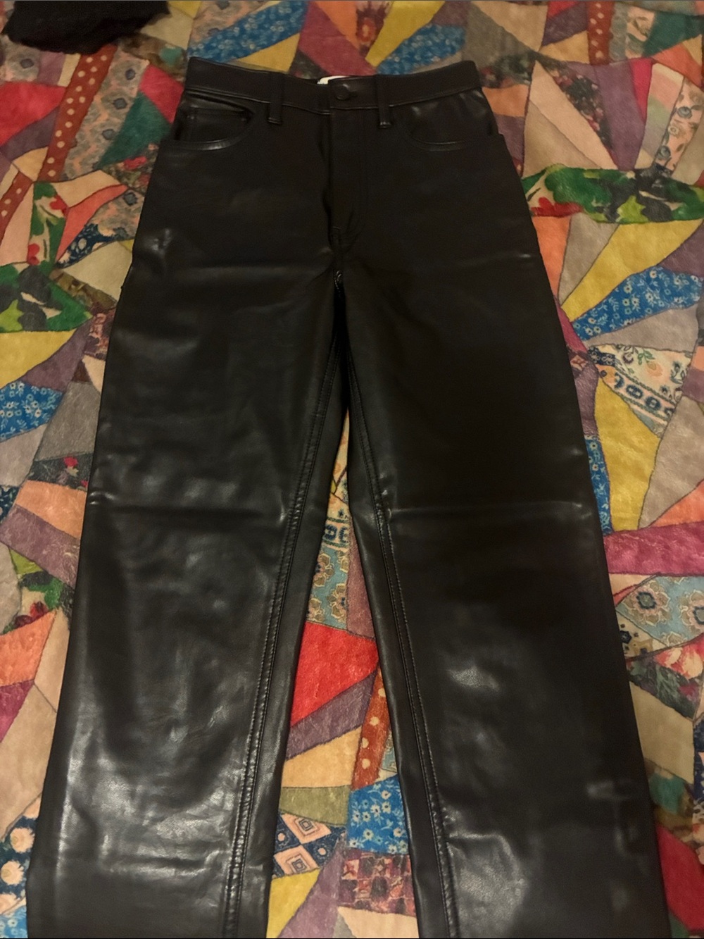 Abercrombie & Fitch Black Straight Faux Leather Jeans